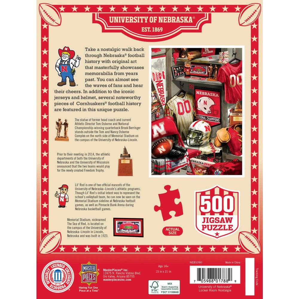 Nebraska Cornhuskers - Locker Room 500 Piece Jigsaw Puzzle