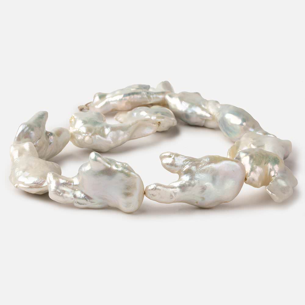Off White Souffle Straight Drilled Baroque Freshwater Pearls 16 inch 12 beads 32x22-38x25mm (ONLINE ORDER ONLY)