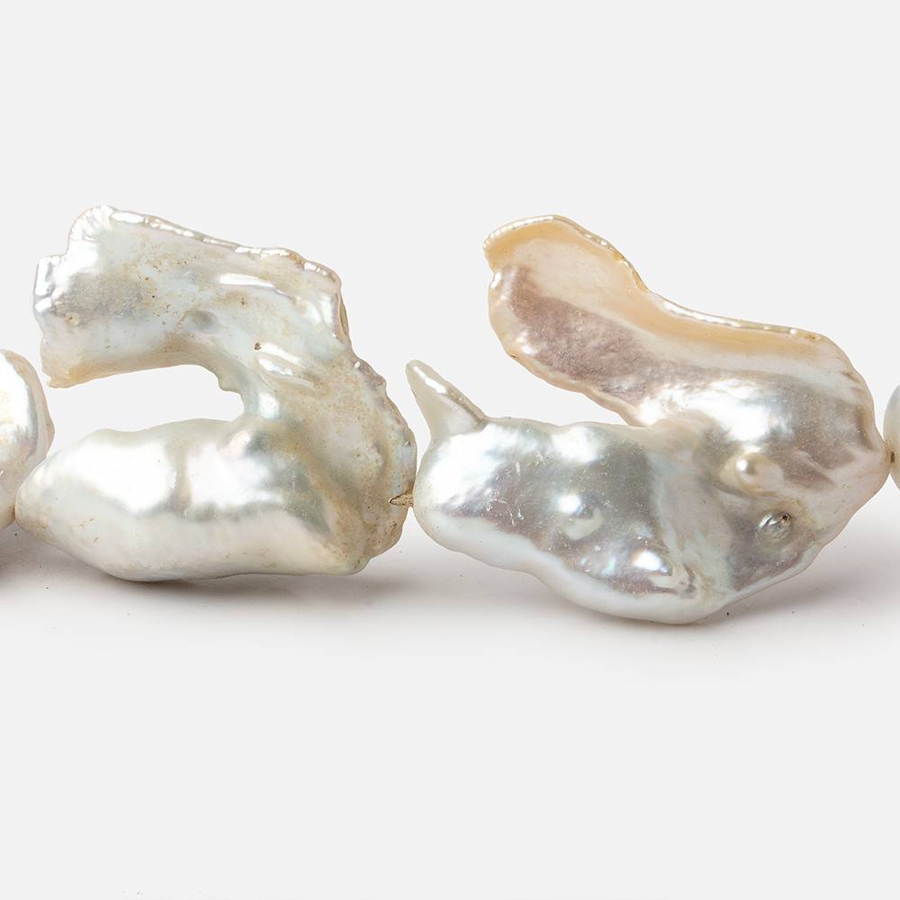Off White Souffle Straight Drilled Baroque Freshwater Pearls 16 inch 13 beads 23x25-40x31mm (ONLINE ORDER ONLY)