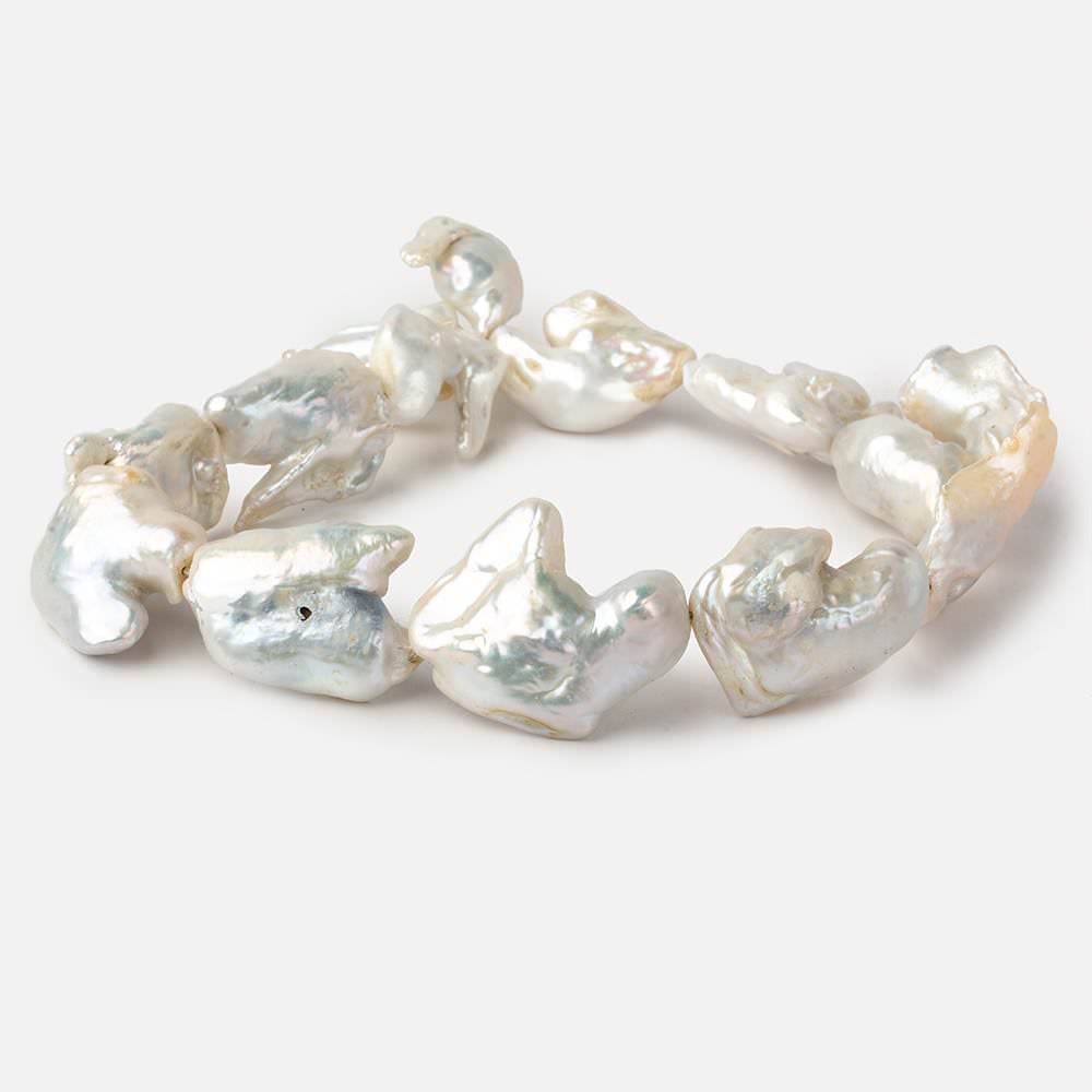 Off White Souffle Straight Drilled Baroque Freshwater Pearls 16 inch 13 beads 23x25-40x31mm (ONLINE ORDER ONLY)