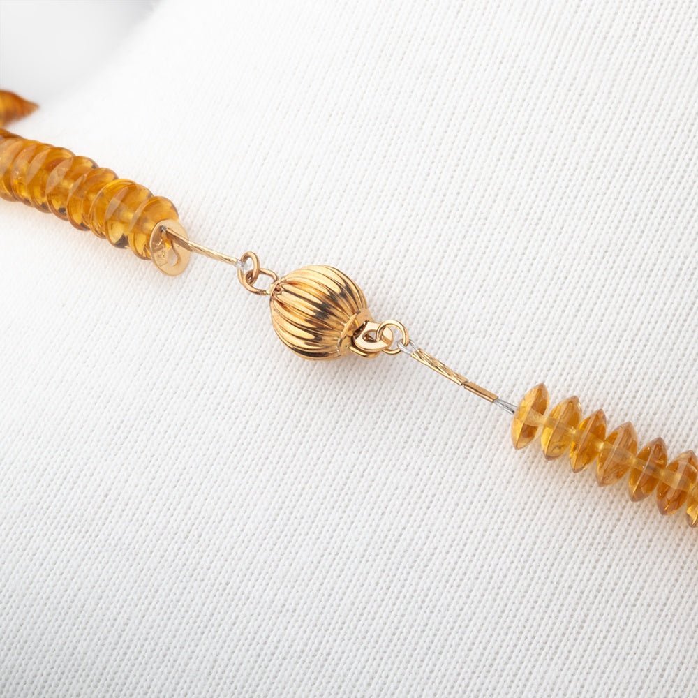 Ombré Golden Tourmaline Plain Disc Rondelle Necklace with a 14kt Gold Clasp AAA (ONLINE ORDER ONLY)