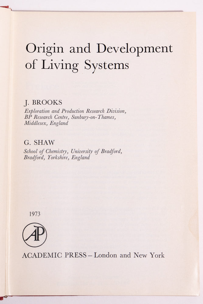Origin and Development of Living Systems (ONLINE ORDER ONLY)
