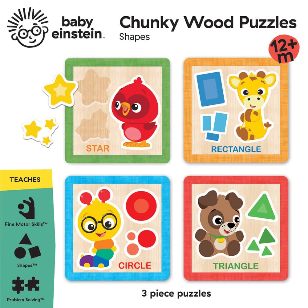 Baby Einstein Chunky Wood Puzzles - Kids 4-Pack
