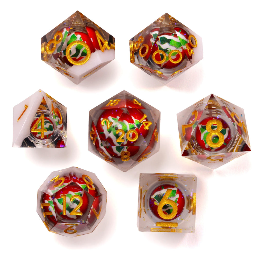 White Christmas Sharp RPG Dice Set - 7 Pieces (ONLINE ORDER ONLY)