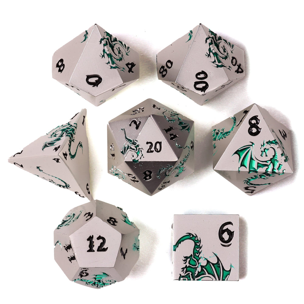 Eye of the Jade Dragon Metal RPG Dice Set | 7 Pieces (ONLINE ORDER ONLY)