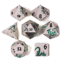Eye of the Jade Dragon Metal RPG Dice Set | 7 Pieces (ONLINE ORDER ONLY)