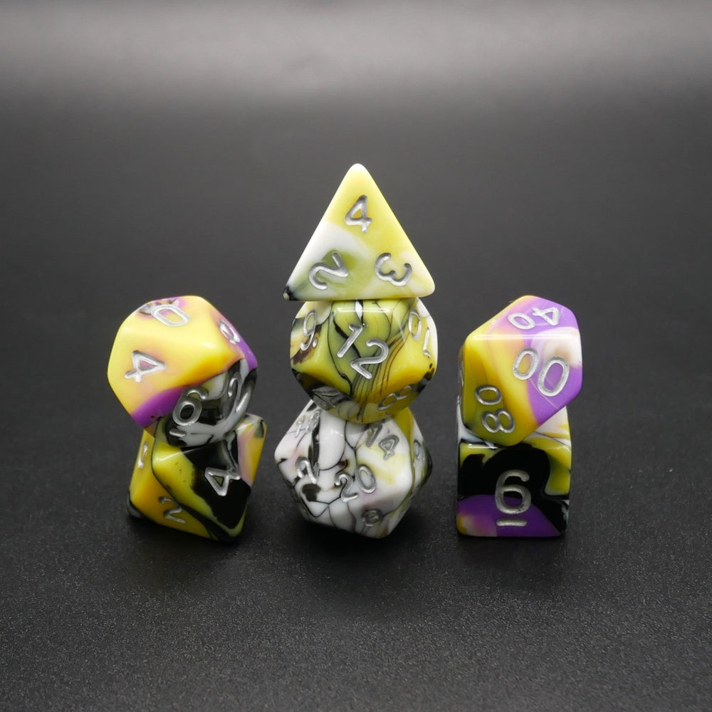 Panic Abstraction - 7 Piece DnD Dice Set | Acrylic RPG Gaming Dice (ONLINE ORDER ONLY)