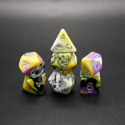 Panic Abstraction - 7 Piece DnD Dice Set | Acrylic RPG Gaming Dice (ONLINE ORDER ONLY)