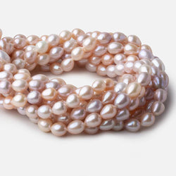 Pastel TriColor straight drilled oval Freshwater Pearls 16 inch 37 pearls 8x9-8x10mm A (ONLINE ORDER ONLY)
