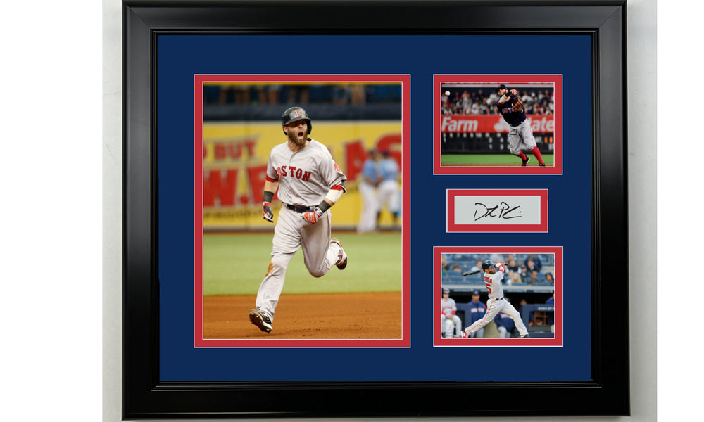 Framed Dustin Pedroia Boston Red Sox Facsimile Laser Engraved Signature Baseball 14x11 3 Photo Collage (ONLINE ORDER ONLY)