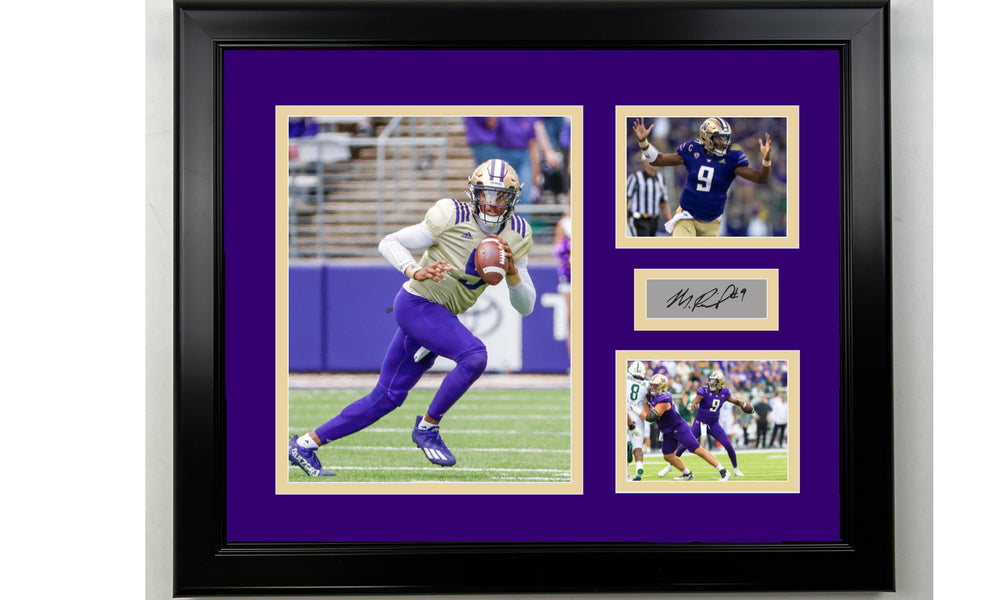 Framed Michael Penix Jr. Washington Huskies Facsimile Laser Engraved Signature NCAA Football 14x11 3 Photo Collage (ONLINE ORDER ONLY)