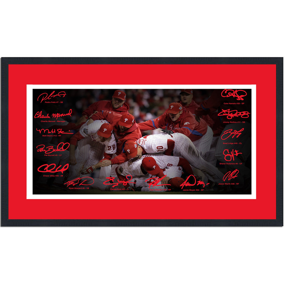 Framed Philadelphia Phillies 2008 World Series Champions Facsimile Signature Team Auto 16x24 Baseball Photo (ONLINE ORDER ONLY)