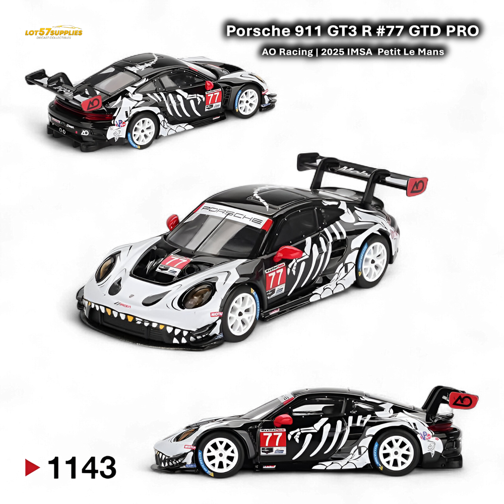(Pre-Order) MiniGT Porsche 911 GT3 R - #77 AQ Racing 2025 IMSA Petit Le Mans Skeleton - 1:64 (ONLINE ORDER ONLY)