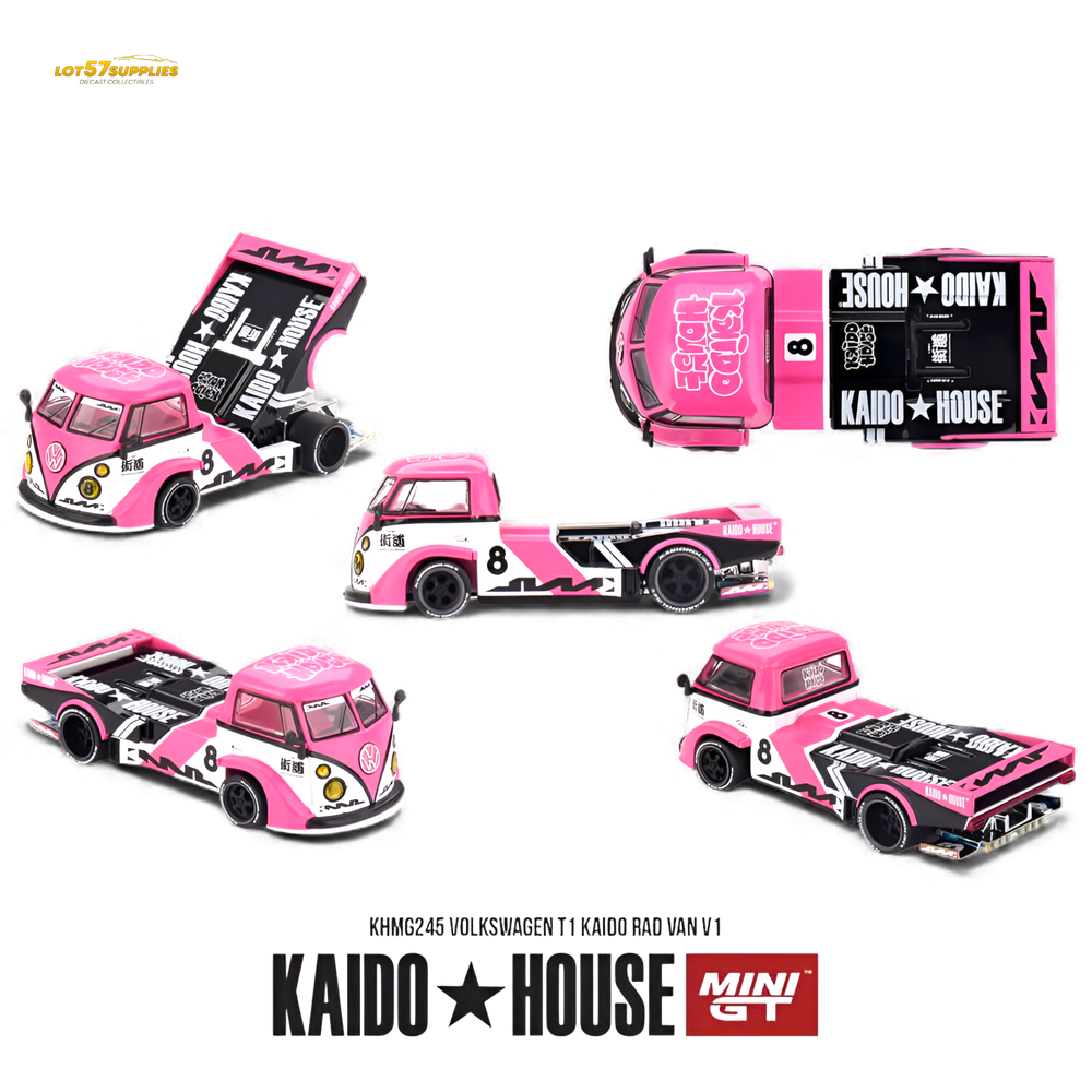 (Pre-Order) Mini GT x Kaido House Volkswagen T1 Kaido Rad Van V1 Pink 1:64 (ONLINE ORDER ONLY)