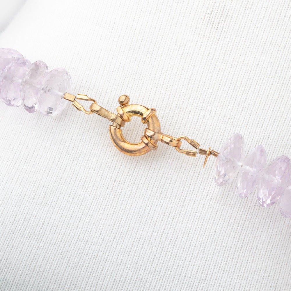 Pink Amethyst German Faceted Rondelle Necklace with a 14kt Gold Clasp AAA (ONLINE ORDER ONLY)