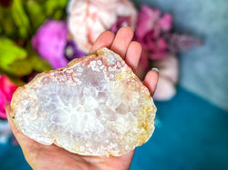 Beautiful Pink Flower Agate Slices, Polished Flower Agate Slabs, Pink Cherry Blossom Agate Polished Slab (ONLINE ORDER ONLY)