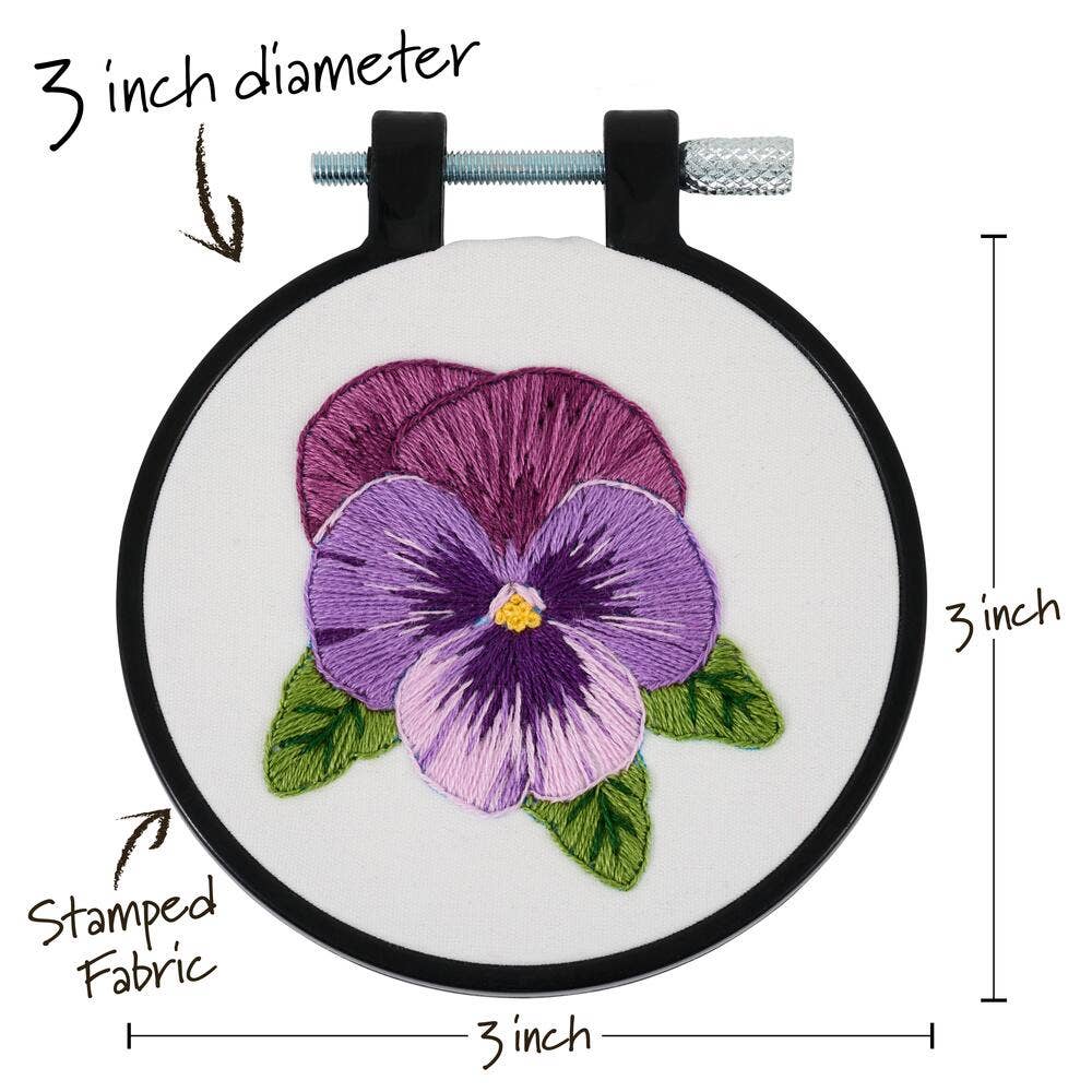 Plaid Crafts - Bucilla Stamped Embroidery Kit 3" Pretty Pansy (ONLINE ORDER ONLY)
