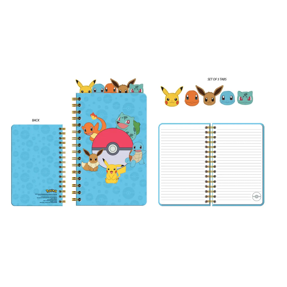 Pokémon Starters and Eevee Spiral 5 Tabbed Notebook-5x8 in (ONLINE ORDER ONLY)