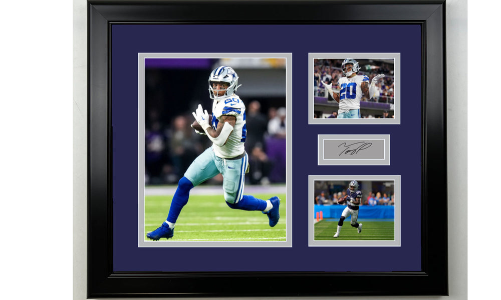 Framed Tony Pollard Dallas Cowboys Facsimile Laser Engraved Signature Football 14x11 3 Photo Collage (ONLINE ORDER ONLY)