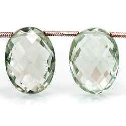 Prasiolite Beads Top Drilled Faceted Oval 8 inches 14 beads (ONLINE ORDER ONLY)