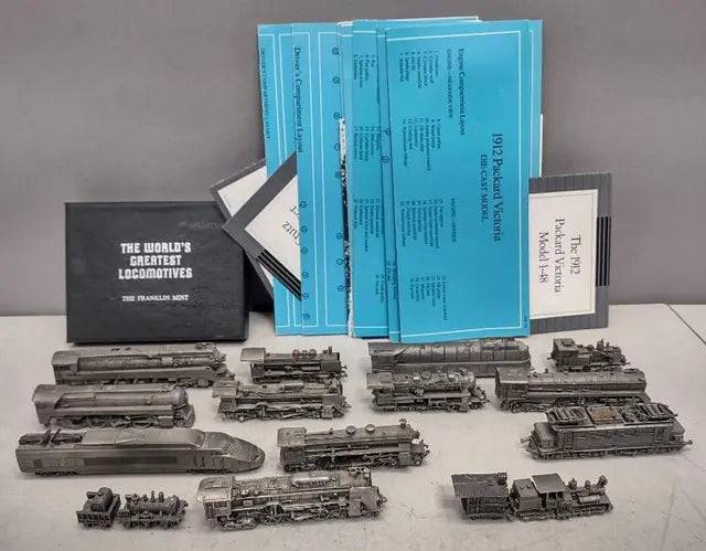 14 Vintage Franklin Mint Pewter Locomotives Lot (Online Order Only)