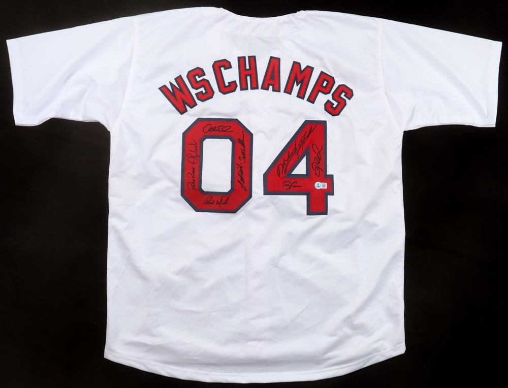 "2004 World Series Champions" Jersey Signed By (10) With Orlando Cabrera, Pokey Reese, Keith Foulke, Terry Francona (Beckett) Boston Red Sox (Online Order Only)