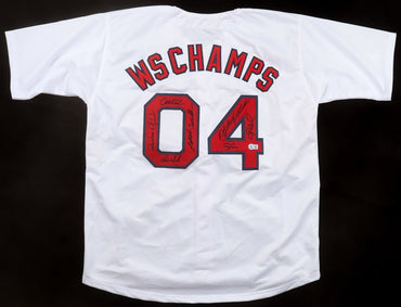 "2004 World Series Champions" Jersey Signed By (10) With Orlando Cabrera, Pokey Reese, Keith Foulke, Terry Francona (Beckett) Boston Red Sox (Online Order Only)