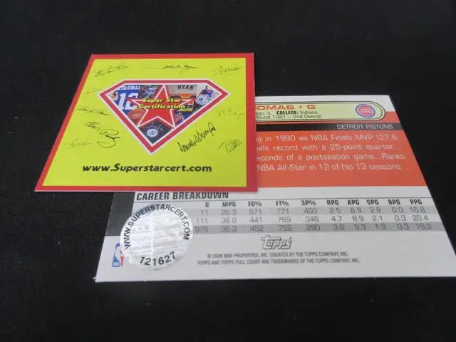 2006-07 TOPPS FC ISIAH THOMAS AUTOGRAPH CARD COA (Online Order Only)