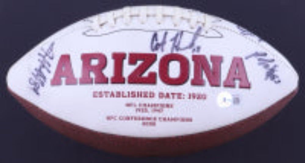 2018 Cardinals Logo Football Team-Signed by (14) with TJ Logan, Daniel Munyer, Rees Odhiambo, Will Holden, Evan Boehm (Beckett) (Online Order Only)