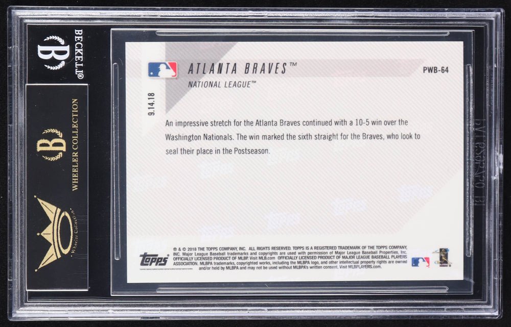 Atlanta Braves 2018 Topps Now Players Weekend Bonus #PWB64 (BGS Black Label 10) (Online Order Only)