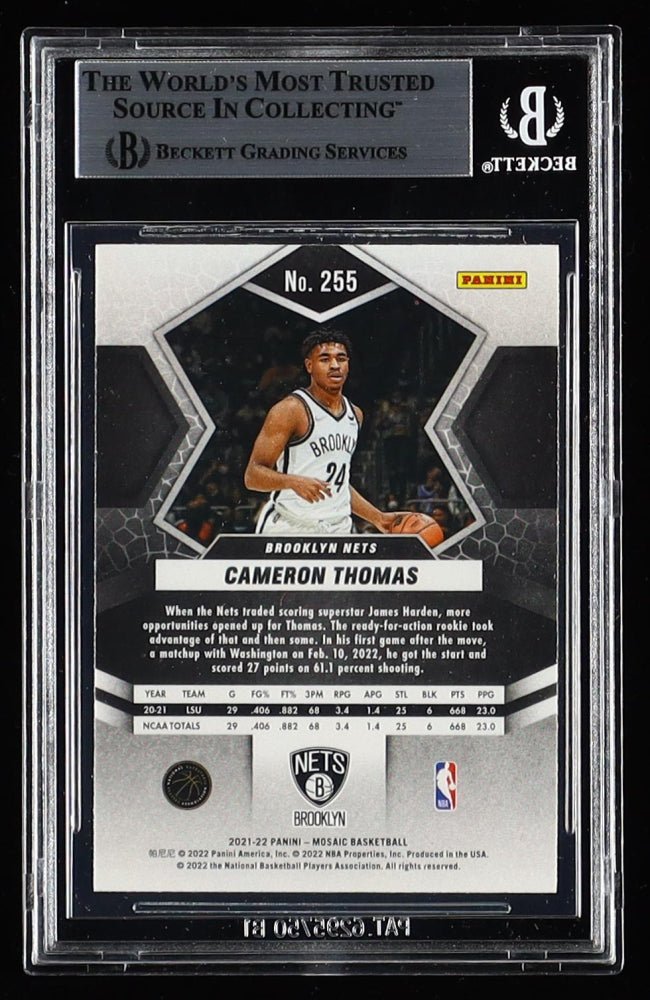 Cameron Thomas Signed 2021-22 Panini Mosaic #255 NP RC (BGS) (Online Order Only)