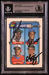 Chipper Jones, Manny Alexander & Alex Arias Signed 1992 Topps #551 Wilfredo Cordero / Chipper Jones / Manny Alexander / Alex Arias (BGS) (Online Order Only)