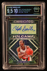 Clyde Drexler 2021-22 Panini Obsidian Volcanic Signatures Electric Etch Green #22 #13/15 (Arena 9.5 | Autograph ) (Online Order Only)