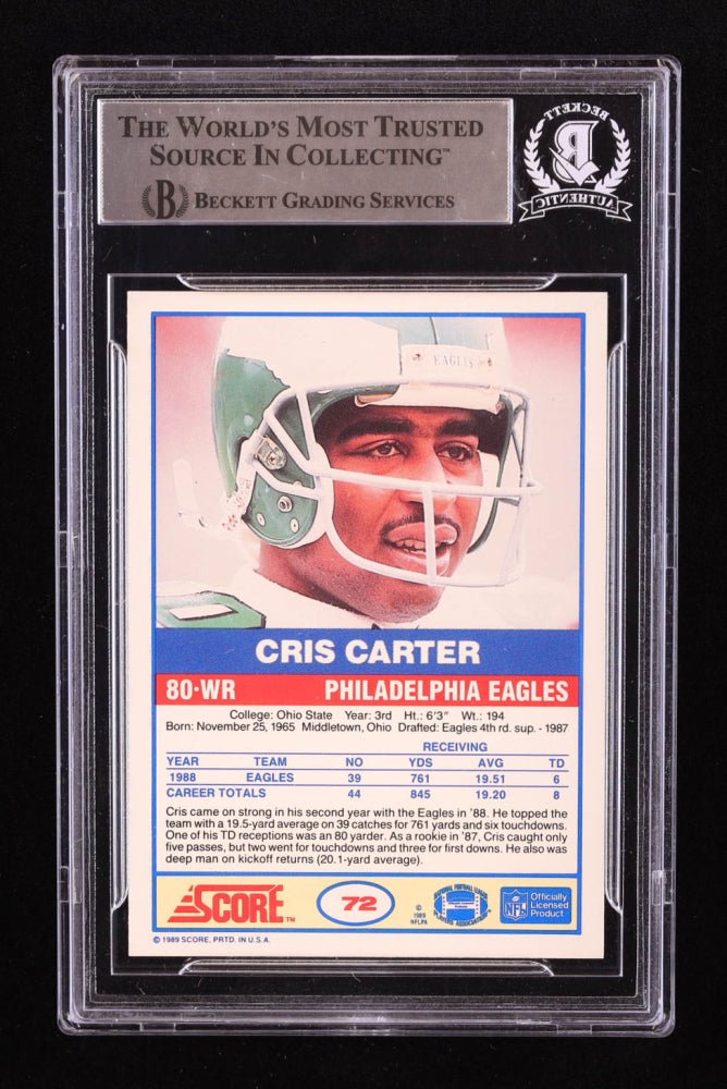 Cris Carter Signed 1989 Score #72 RC (BGS) (Online Order Only)