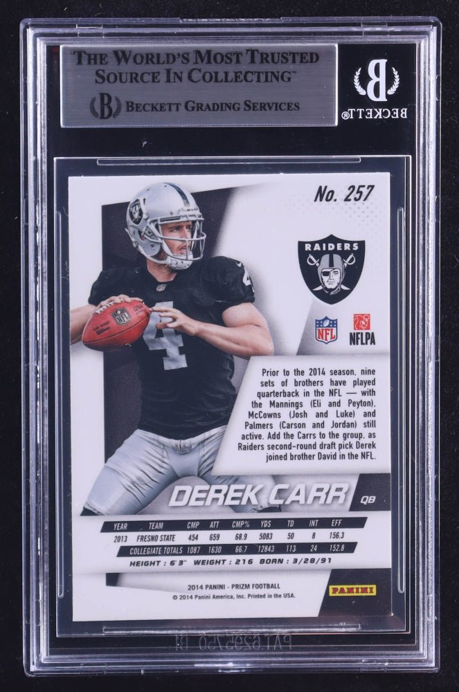 Derek Carr Signed 2014 Panini Prizm #257A RC (BGS) Rookie Card (Online Order Only)