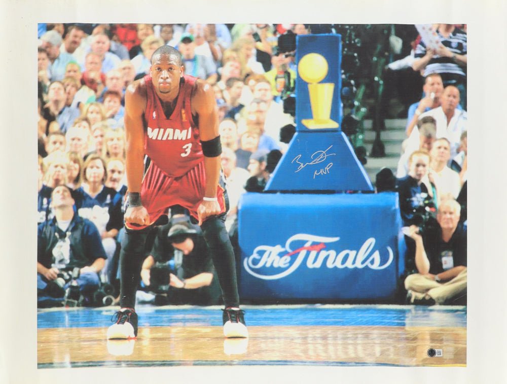 Dwyane Wade Signed Heat 28x36 Canvas Print Inscribed "MVP" (Beckett) (Online Order Only)