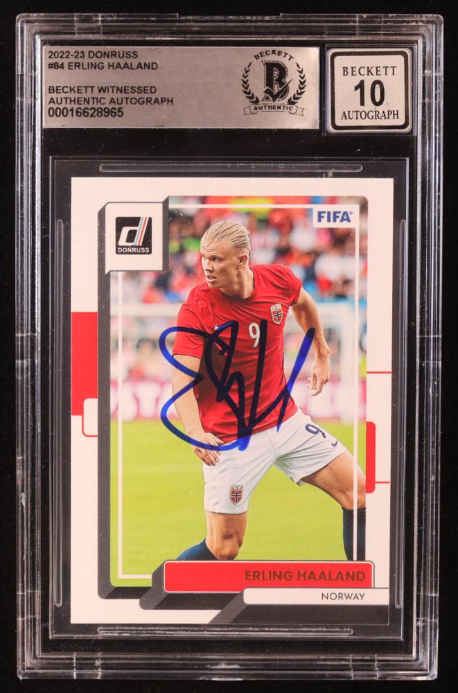 Erling Haaland Signed 2022-23 Donruss #84 (BGS | Auto 10) Beckett Witnessed (Online Order Only)