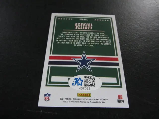 Ezekiel Elliott Signed Trading Card NFL Panini FSG COA (Online Order Only)