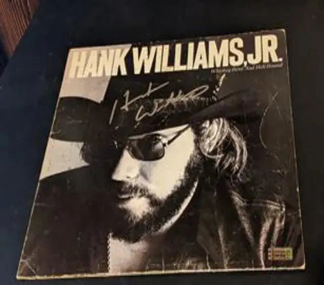 Hank Williams JR autographed album CoverWhiskey Bent and Hell Bound with coa (Online Order Only)