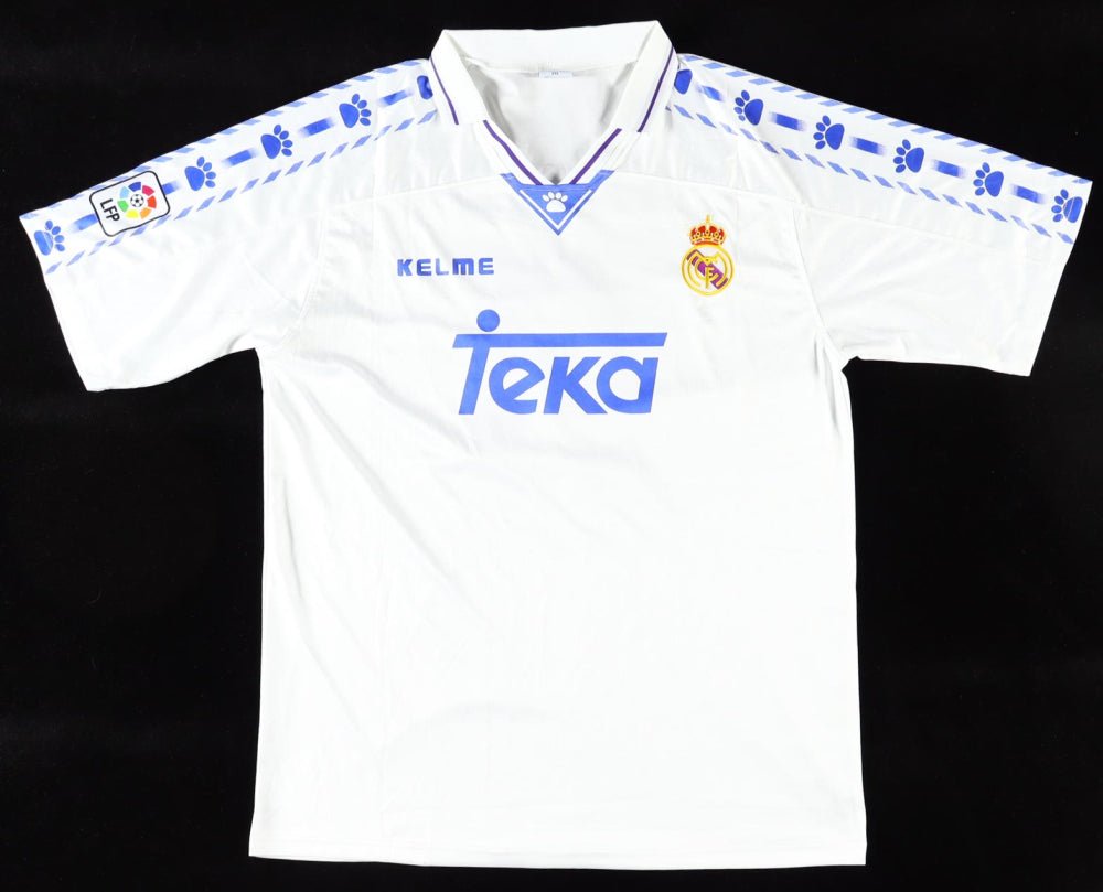 Hugo Sanchez Signed Real Madrid Jersey Inscribed "Sep/24" (Beckett) Beckett Witnessed (Online Order Only)
