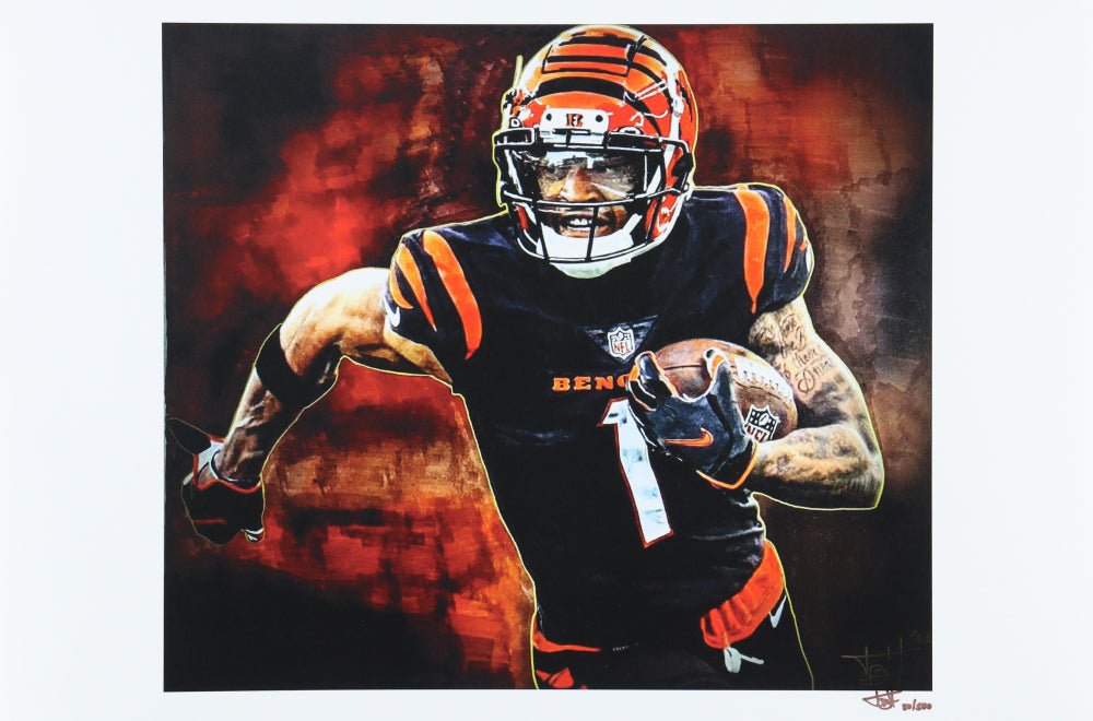 Ja'Marr Chase - Bengals - Joshua Barton Signed LE 12x18 Lithograph #/500 (PA) (Online Order Only)