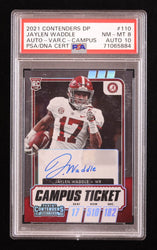 Jaylen Waddle 2021 Contenders Draft Picks Campus Ticket Autographs Variations #110 RC (PSA 8 | Autograph Grade 10) (Online Order Only)