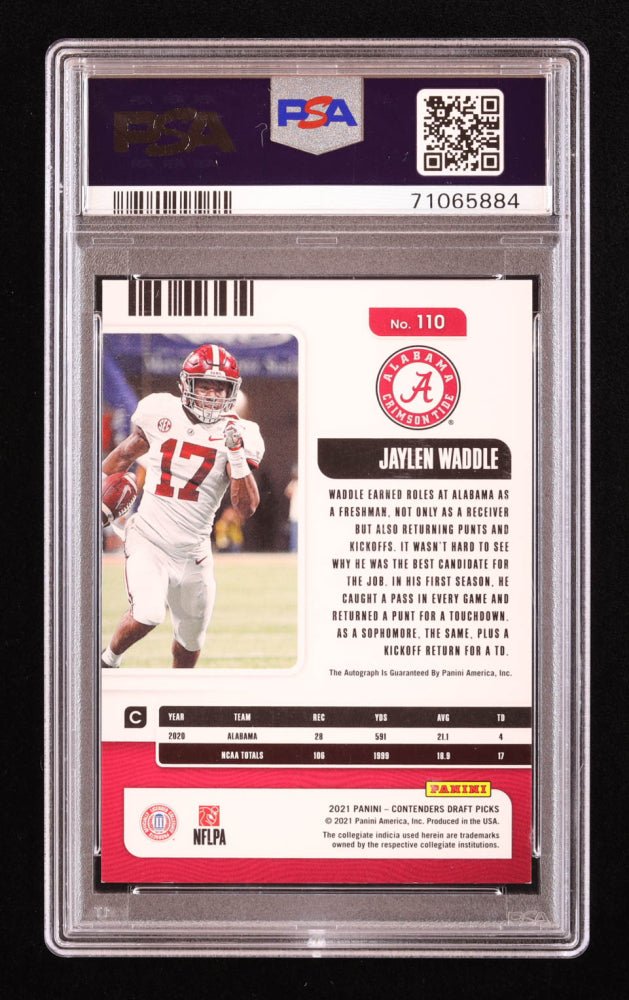 Jaylen Waddle 2021 Contenders Draft Picks Campus Ticket Autographs Variations #110 RC (PSA 8 | Autograph Grade 10) (Online Order Only)