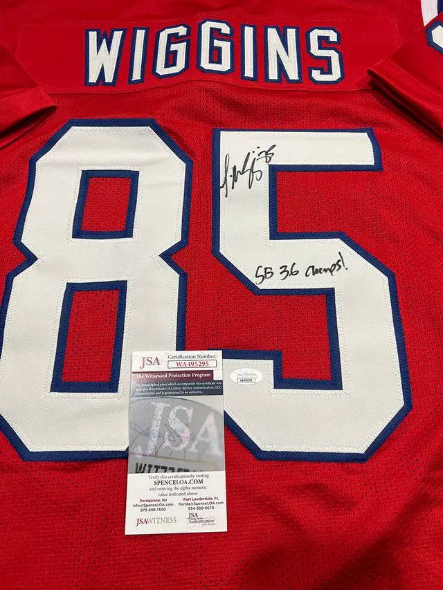 Jermaine Wiggins New England Patriots Autographed & Inscribed Custom Football Jersey JSA W coa (Online Order Only)
