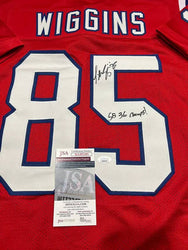Jermaine Wiggins New England Patriots Autographed & Inscribed Custom Football Jersey JSA W coa (Online Order Only)