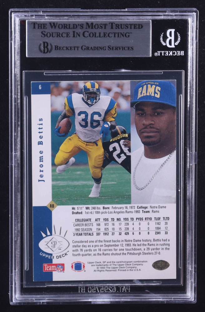 Jerome Bettis Signed 1993 SP #6 RC (BGS) Rookie Card (Online Order Only)