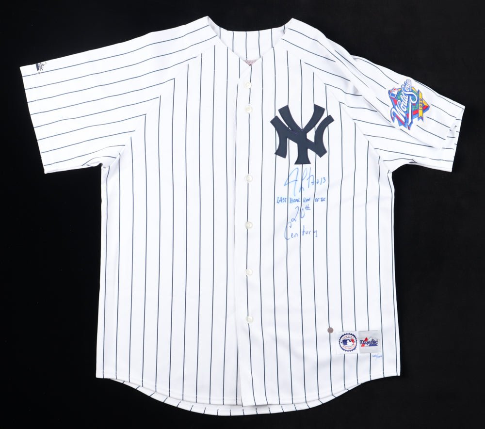 Jim Leyritz Signed Yankees Jersey With 1999 World Series Patch Inscribed "Last Home Run Of The 20th Century" (PSA & Goldin) (Online Order Only)