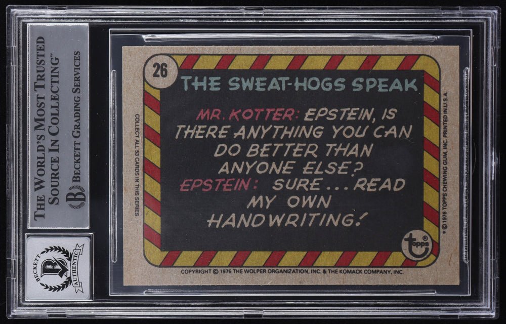 John Travolta Signed 1976 Topps Welcome Back Kotter #26 Too Bad They Haven't Got A Course In.. (BGS | Autograph Grade 10) (Online Order Only)