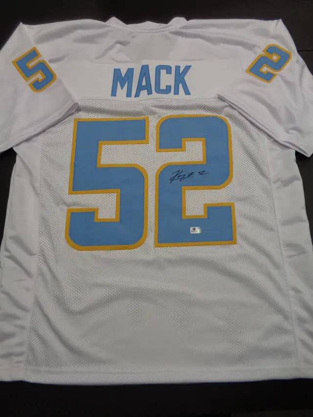 Khalil Mack Los Angeles Chargers Autographed Custom Football Jersey GA coa (Online Order Only)