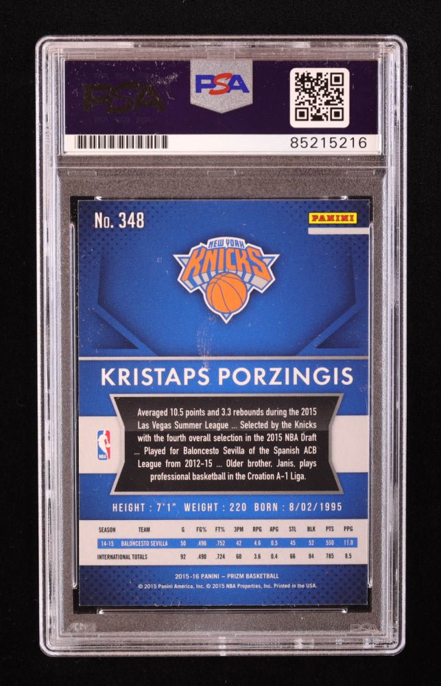 Kristaps Porzingis Signed 2015-16 Panini Prizm #348 RC (PSA | Auto 10) (Online Order Only)